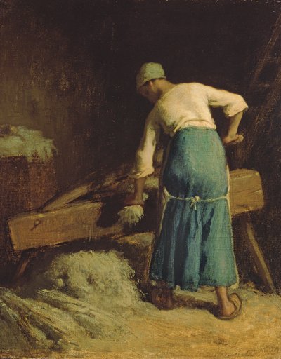 Breaking Flax by Jean Francois Millet